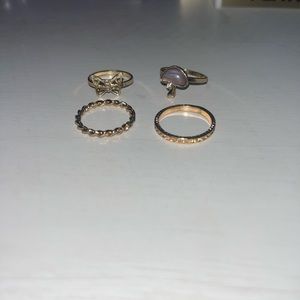4pc gold ring set